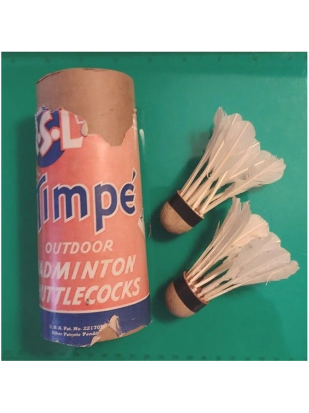 Vintage (2) Badminton Feather Shuttlecocks In Original Container